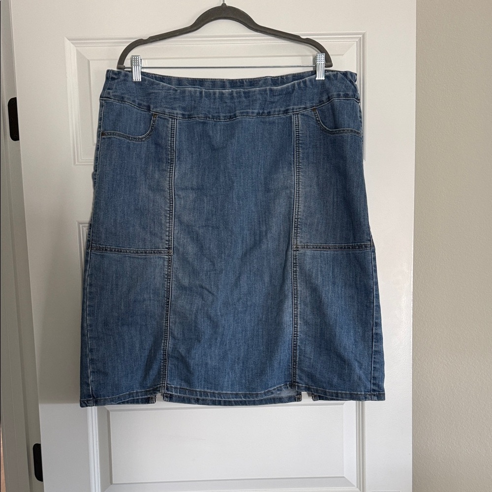 CJ Banks Blue Denim Pencil Skirt